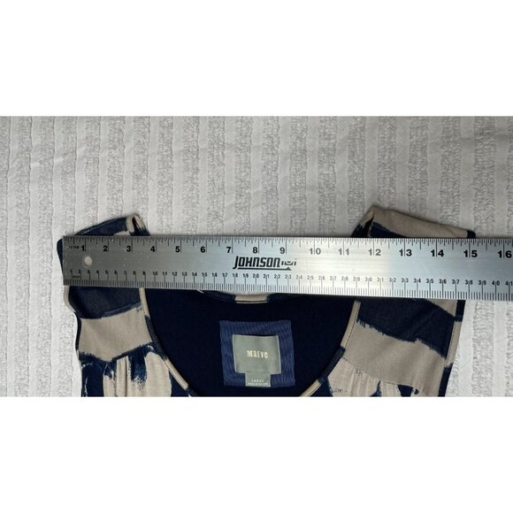 Maeve Womens Keyhole Neck Stripe A-Line Belted Dress Size Large Blue Sleeveless - Picture 5 of 10